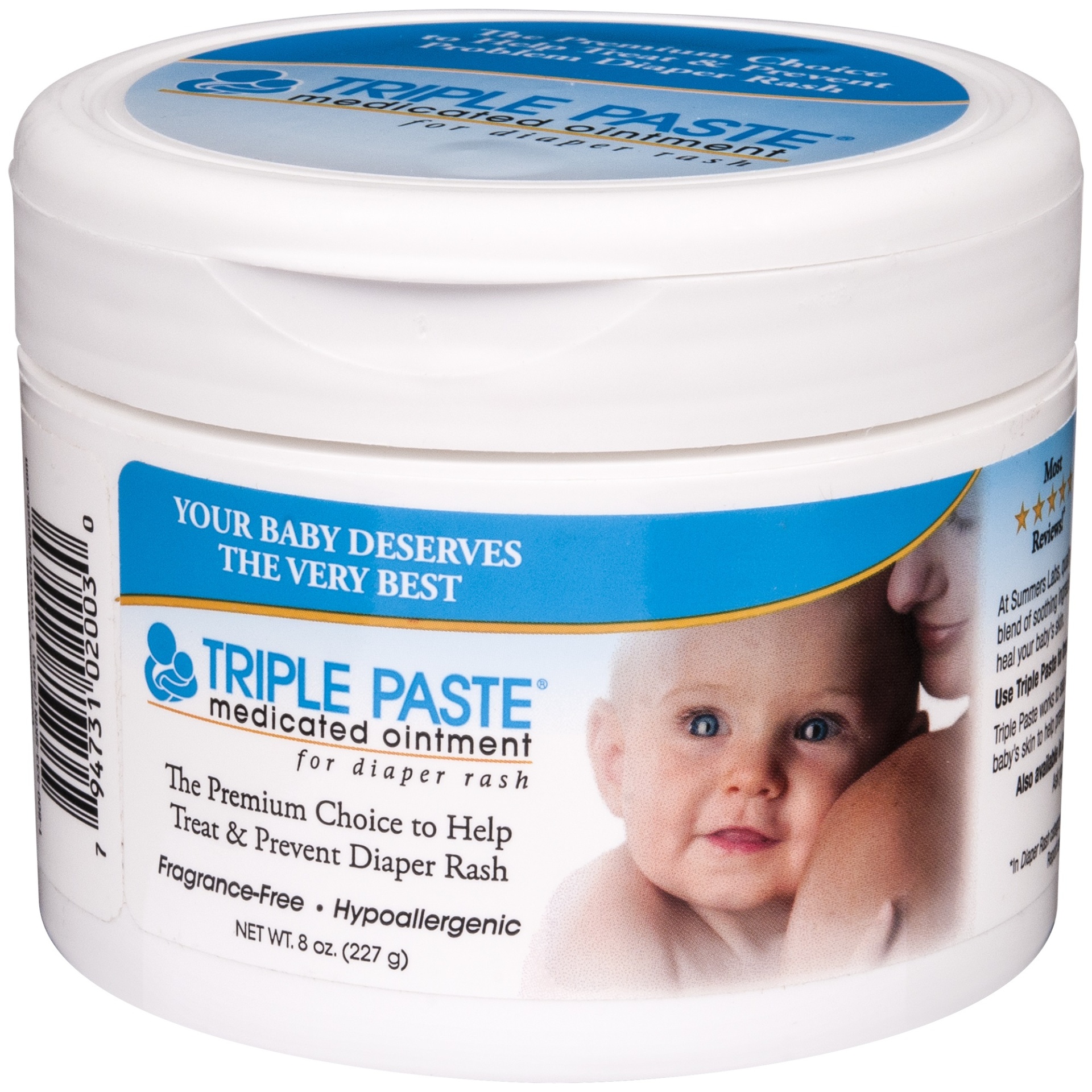 slide 1 of 1, Triple Cream Triple Paste Medicated Diaper Rash Ointment, 8 oz