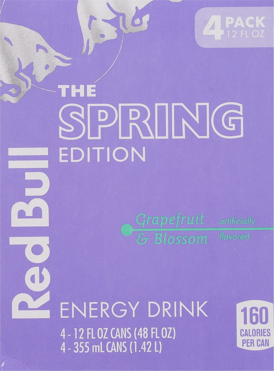 slide 5 of 13, Red Bull Spring Edition Energy Drink, Grapefruit, 12 fl. oz., Pack of 4 cans, with 114mg Caffeine, Taurine & B Vitamins, 4 pk