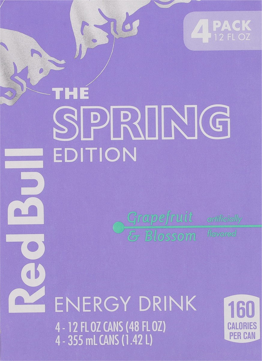 slide 4 of 13, Red Bull Spring Edition Energy Drink, Grapefruit, 12 fl. oz., Pack of 4 cans, with 114mg Caffeine, Taurine & B Vitamins, 4 pk
