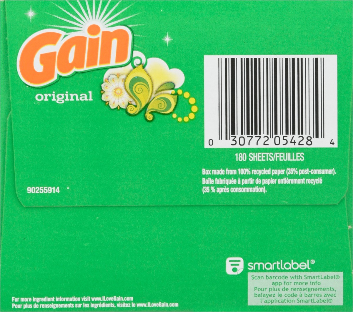 slide 7 of 16, Gain Original Dryer Sheets 180 ea, 180 ct