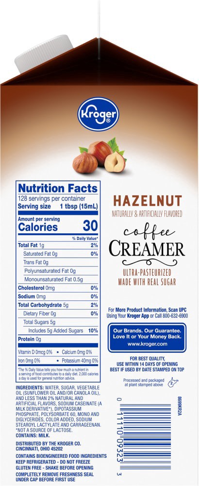 slide 2 of 4, Kroger Hazelnut Coffee Creamer, 64 fl oz