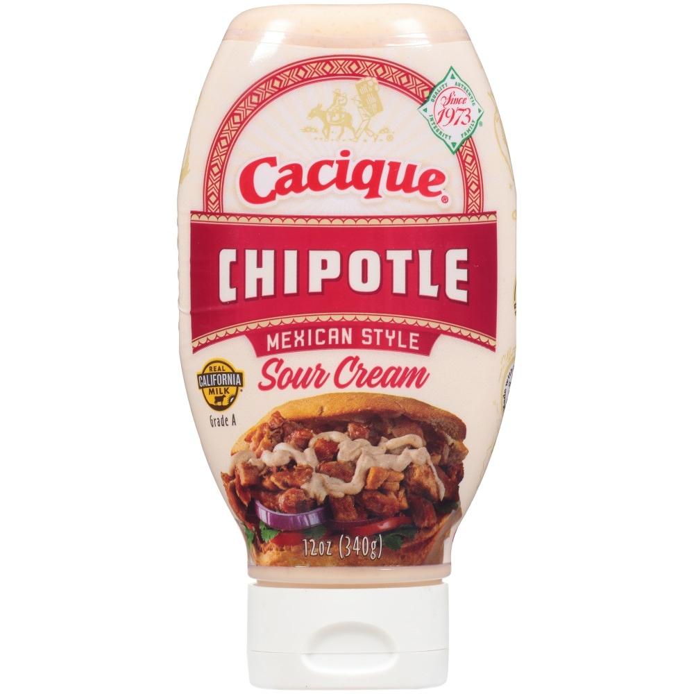 slide 1 of 1, Cacique Chipotle Mexican Style Sour Cream Squeeze Bottle, 12 oz