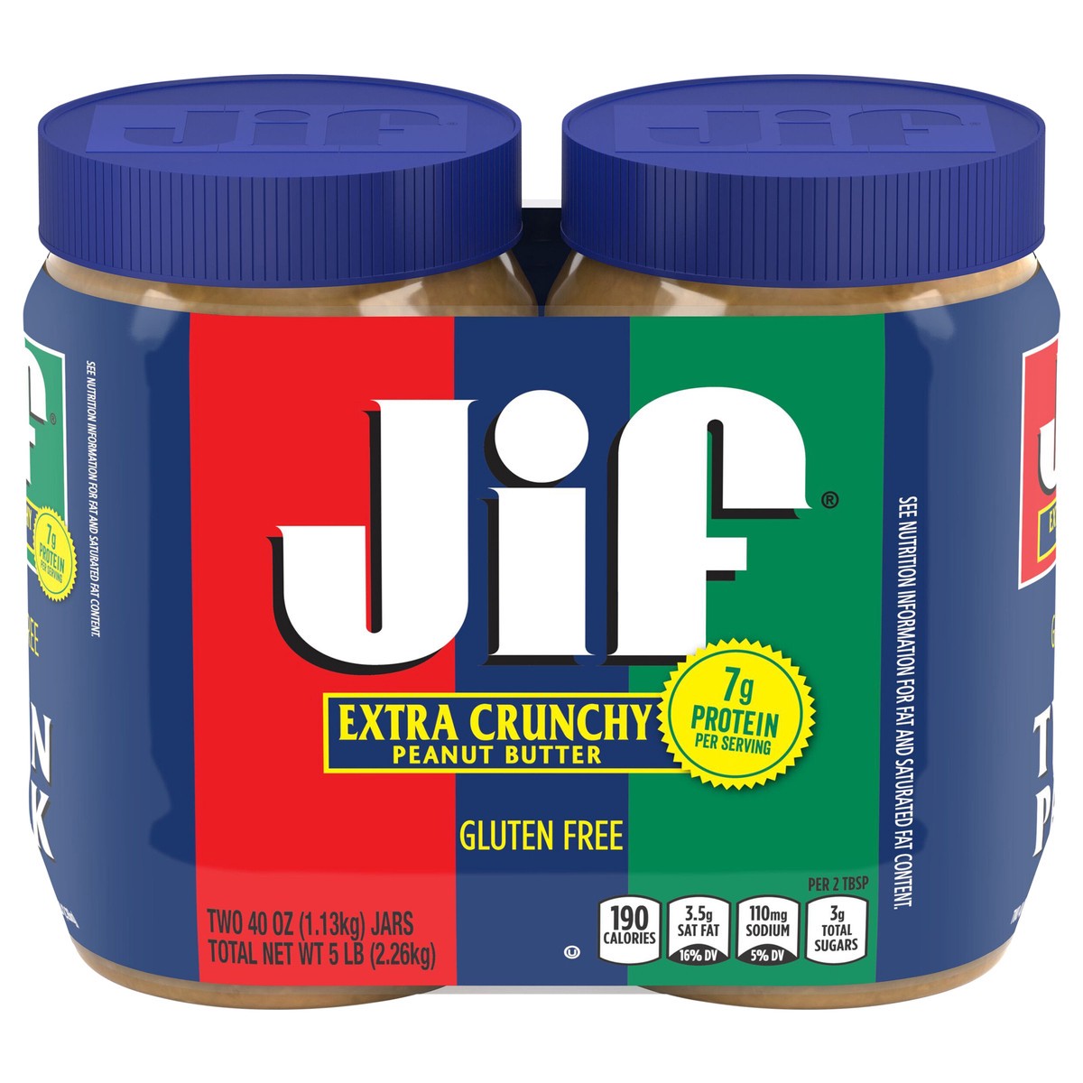 slide 1 of 6, Jif Extra Crunchy Peanut Butter Twin Pack, 80-Ounce, 2 ct