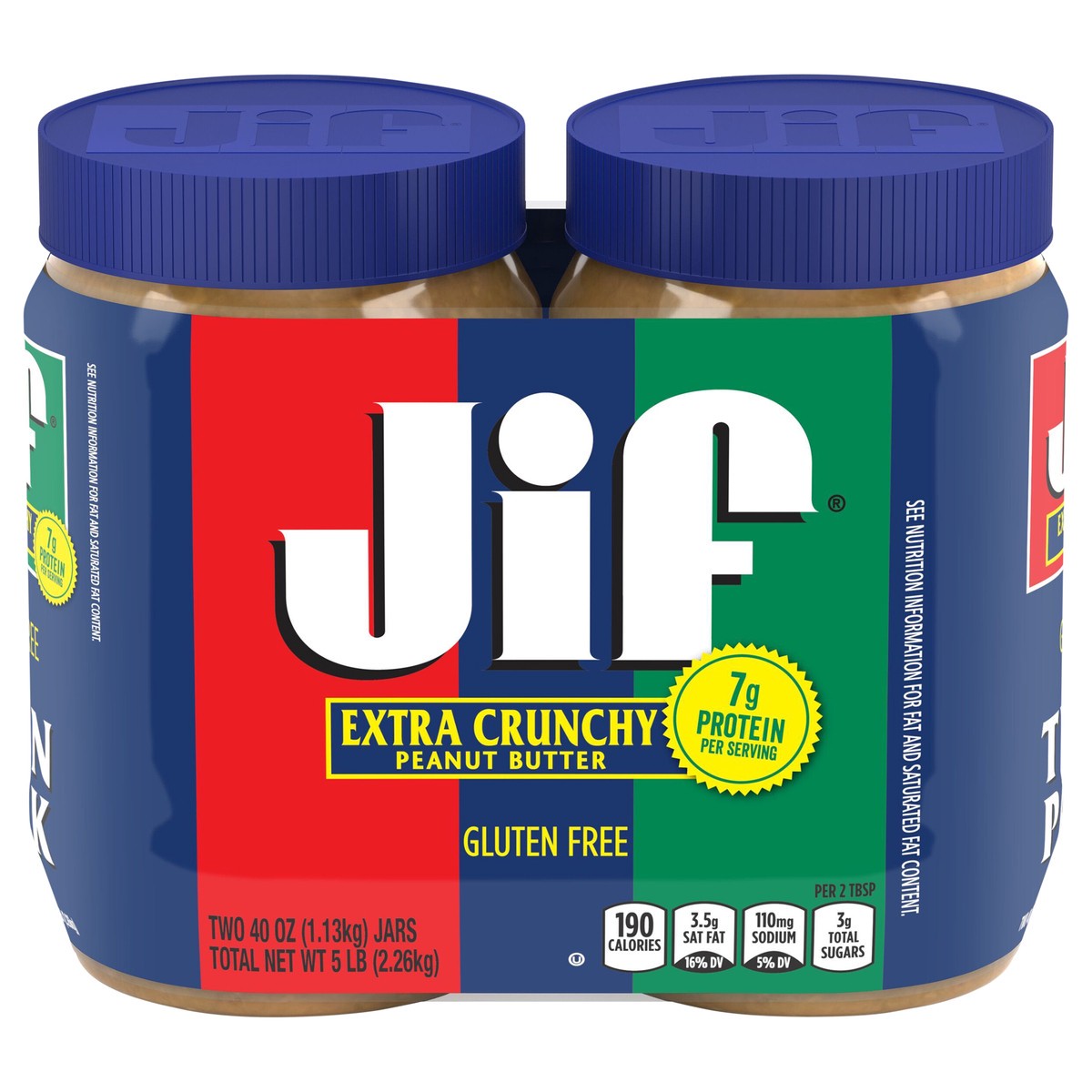 slide 1 of 6, Jif Extra Crunchy Peanut Butter Twin Pack Jar 2 ea, 2 ct