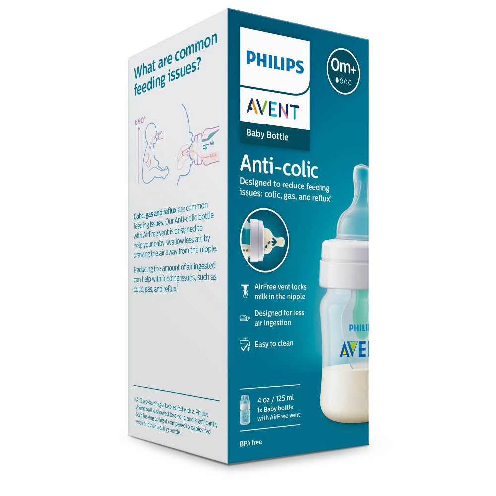 slide 15 of 16, Philips Avent Anti-colic Baby Bottle With AirFree Vent, 4oz, 1Pk, Clear, SCY701/91, 1 ct