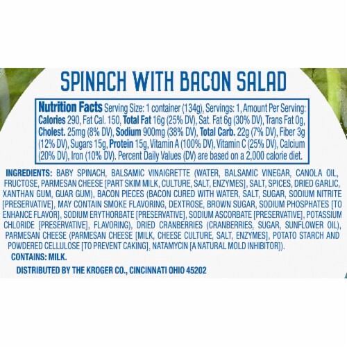 slide 2 of 3, Kroger Spinach With Bacon Salad Kit For One, 4.75 oz