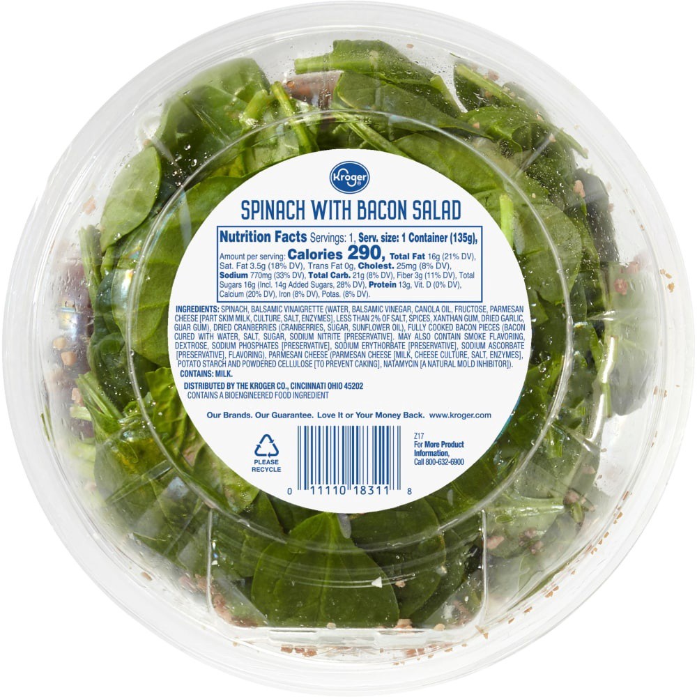slide 3 of 3, Kroger Spinach With Bacon Salad Kit For One, 4.75 oz