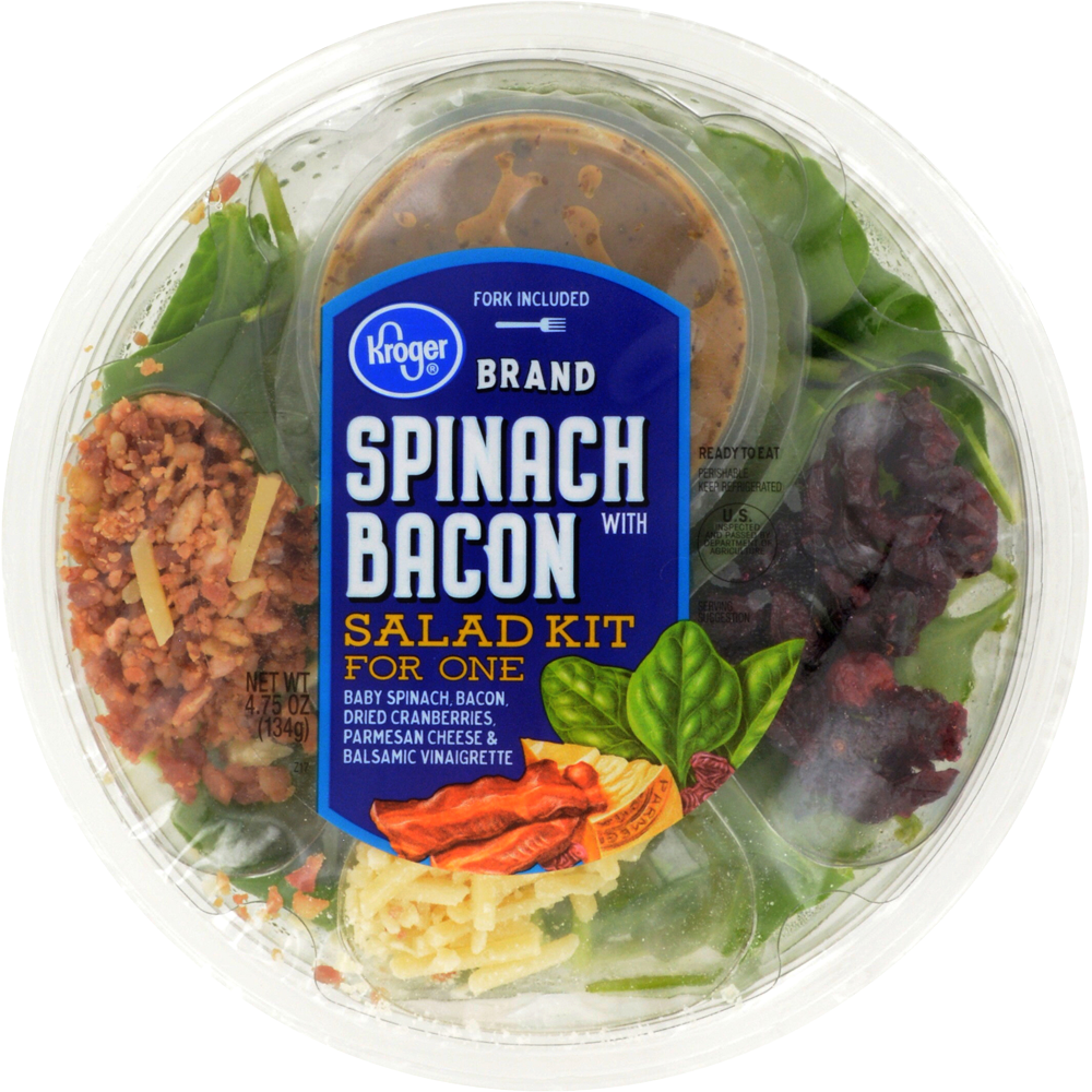 slide 1 of 1, Kroger Spinach With Bacon Salad Kit For One, 4.75 oz