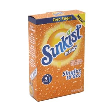 slide 1 of 1, Sunkist Orange Singles To Go Sticks Zero Sugar 6Ct, 0.74 oz