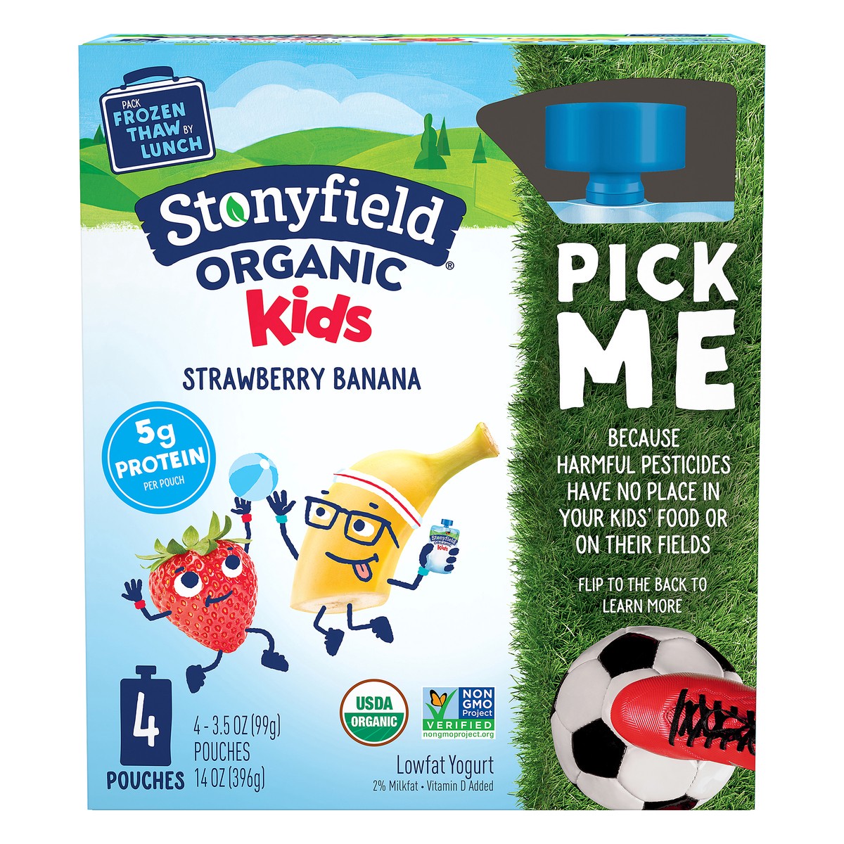 slide 1 of 13, Stonyfield Organic Kids' Strawberry Banana Yogurt - 4ct/3.5oz Pouches, 4 ct; 3.7 oz