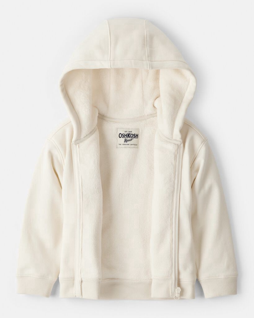 slide 3 of 4, Oshkosh Toddler Girl Hooded Zip-Up Jacket - Cream Cream 5T, 1 ct