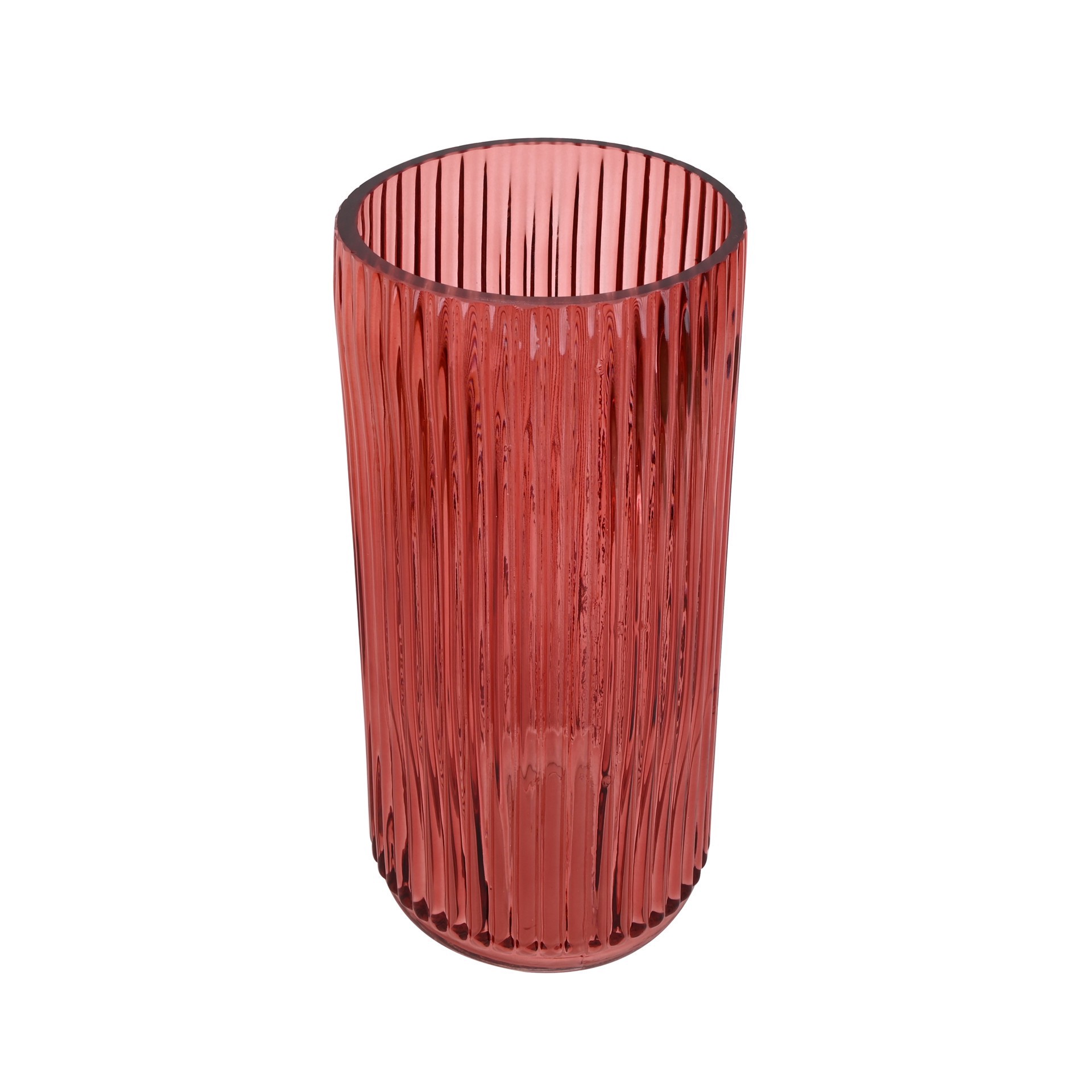 slide 3 of 4, 10" Tall Ribbed Glass Vase By Ashland, 10 in