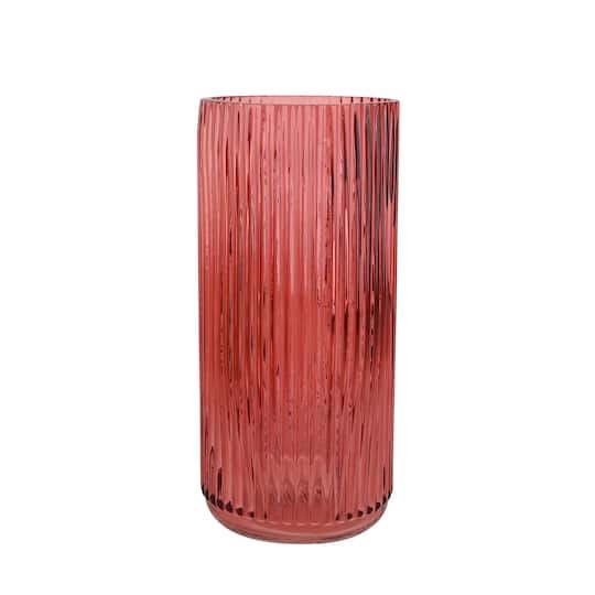 slide 1 of 4, 10" Tall Ribbed Glass Vase By Ashland, 10 in