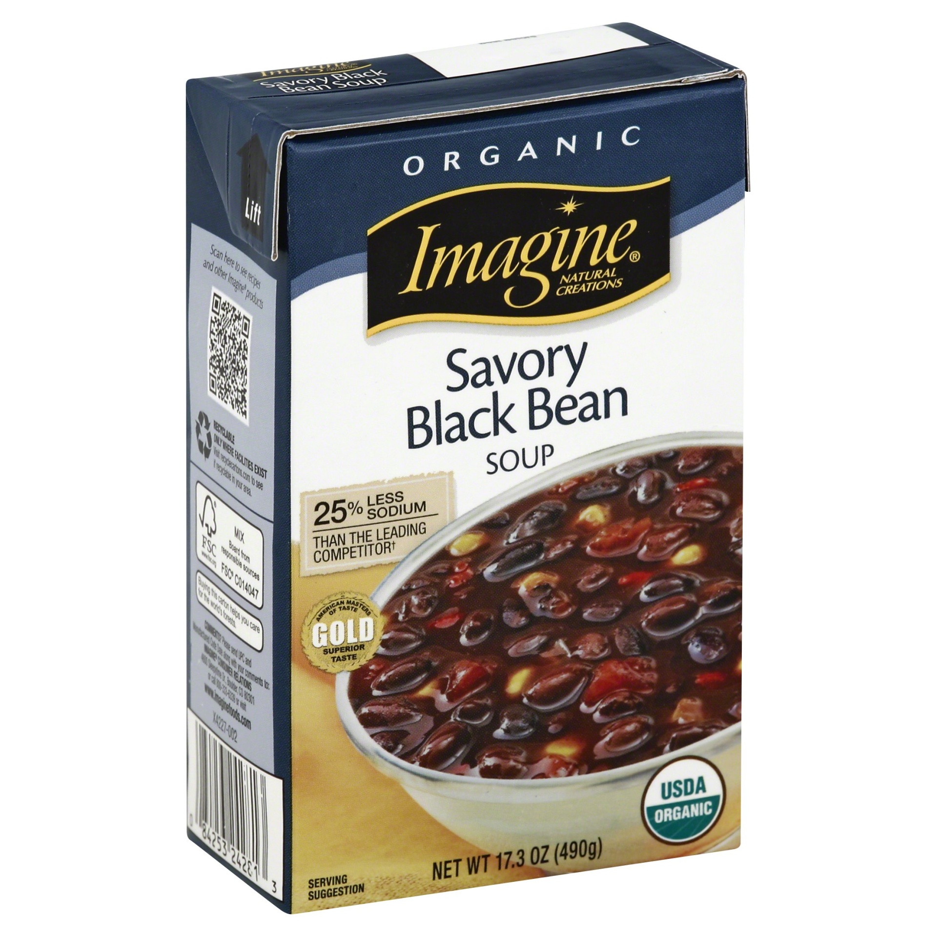 slide 1 of 4, Imagine Natural Creations Organic Savory Black Bean Soup, 17.3 oz