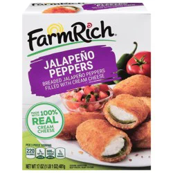 Farm Rich Breaded Jalapeno Peppers Stuffed with Cream Cheese, 17 oz (Frozen Snacks and Appetizers)