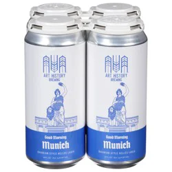Art History Brewing Bavarian Style Helles Lager "Good Morning Munich" Beer - 4 x 16 fl oz Cans