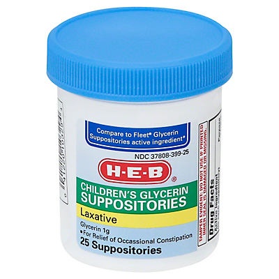 slide 1 of 1, H-E-B Children's Glycerin Suppositories, 25 ct