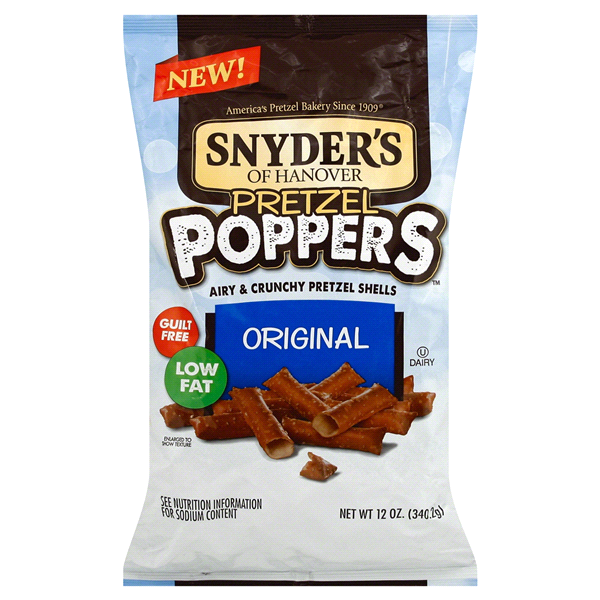 slide 1 of 1, Snyder's of Hanover Pretzel Poppers Original Pretzel Shells, 12 oz