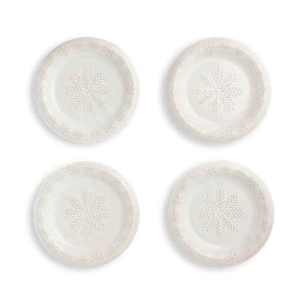 slide 1 of 1, Hy-Vee Seasons Snowflake Dessert Plates, Set Of 4, 4 ct