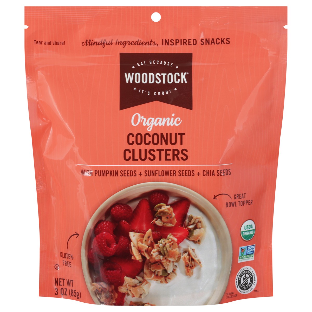 slide 1 of 12, Woodstock Organic Coconut Clusters - 3 oz, 3 oz