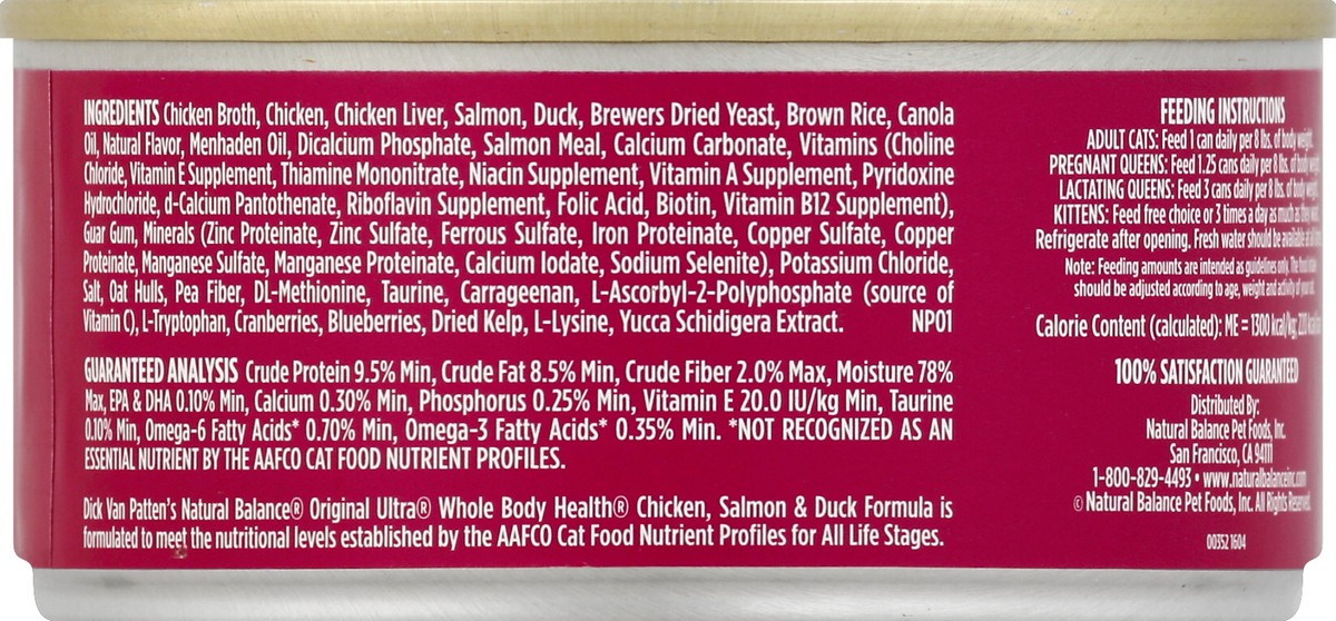 slide 4 of 6, Natural Balance Cat Food, Ultra Premium, Chicken, Salmon & Duck Formula, 6 oz