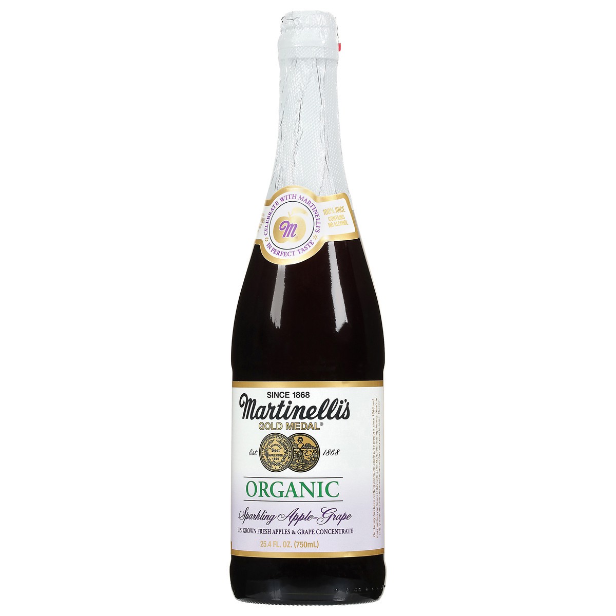 slide 2 of 4, Martinelli's Gold Medal Organic Sparkling Apple-Grape Juice 25.4 fl oz, 25.4 fl oz