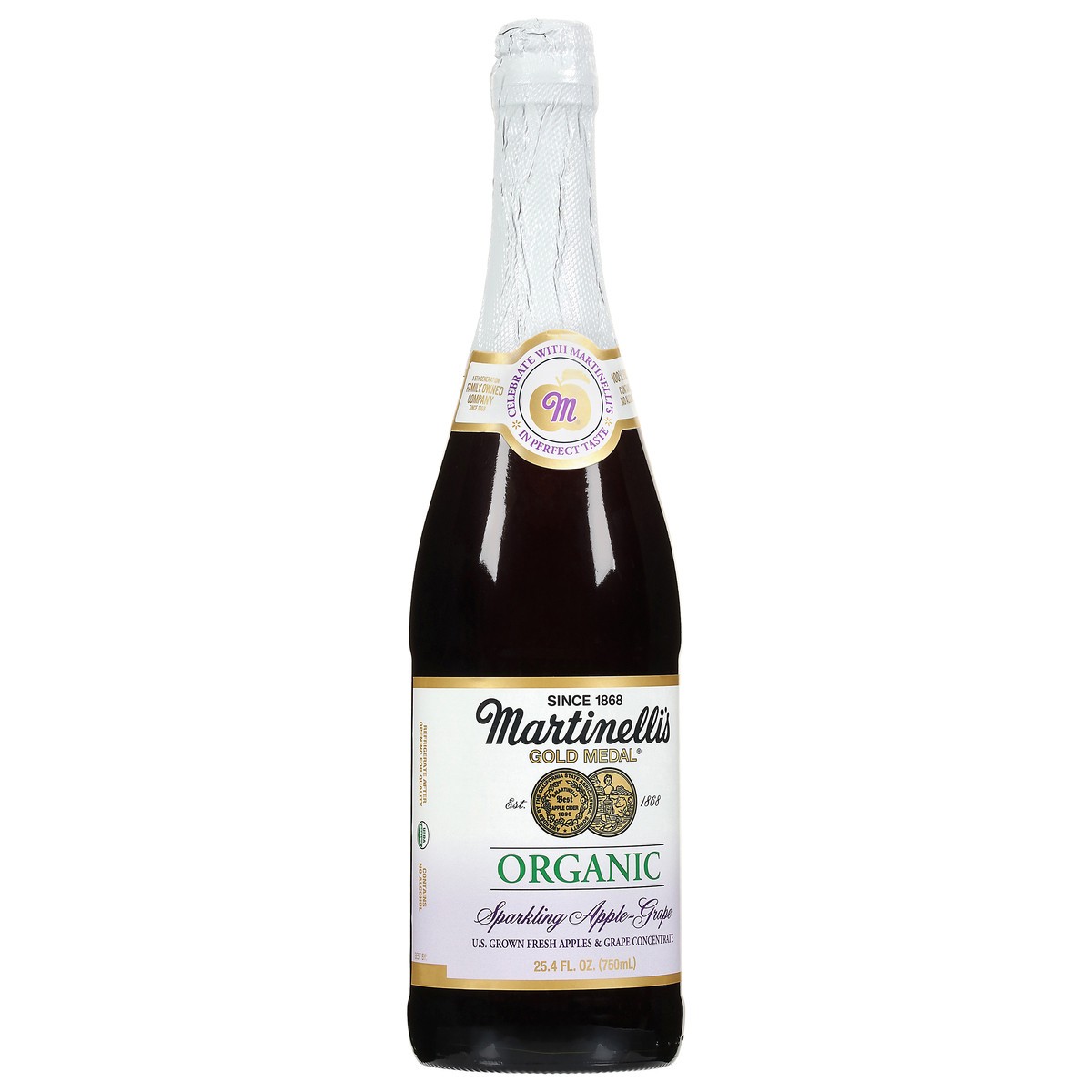 slide 4 of 4, Martinelli's Gold Medal Organic Sparkling Apple-Grape Juice 25.4 fl oz, 25.4 fl oz