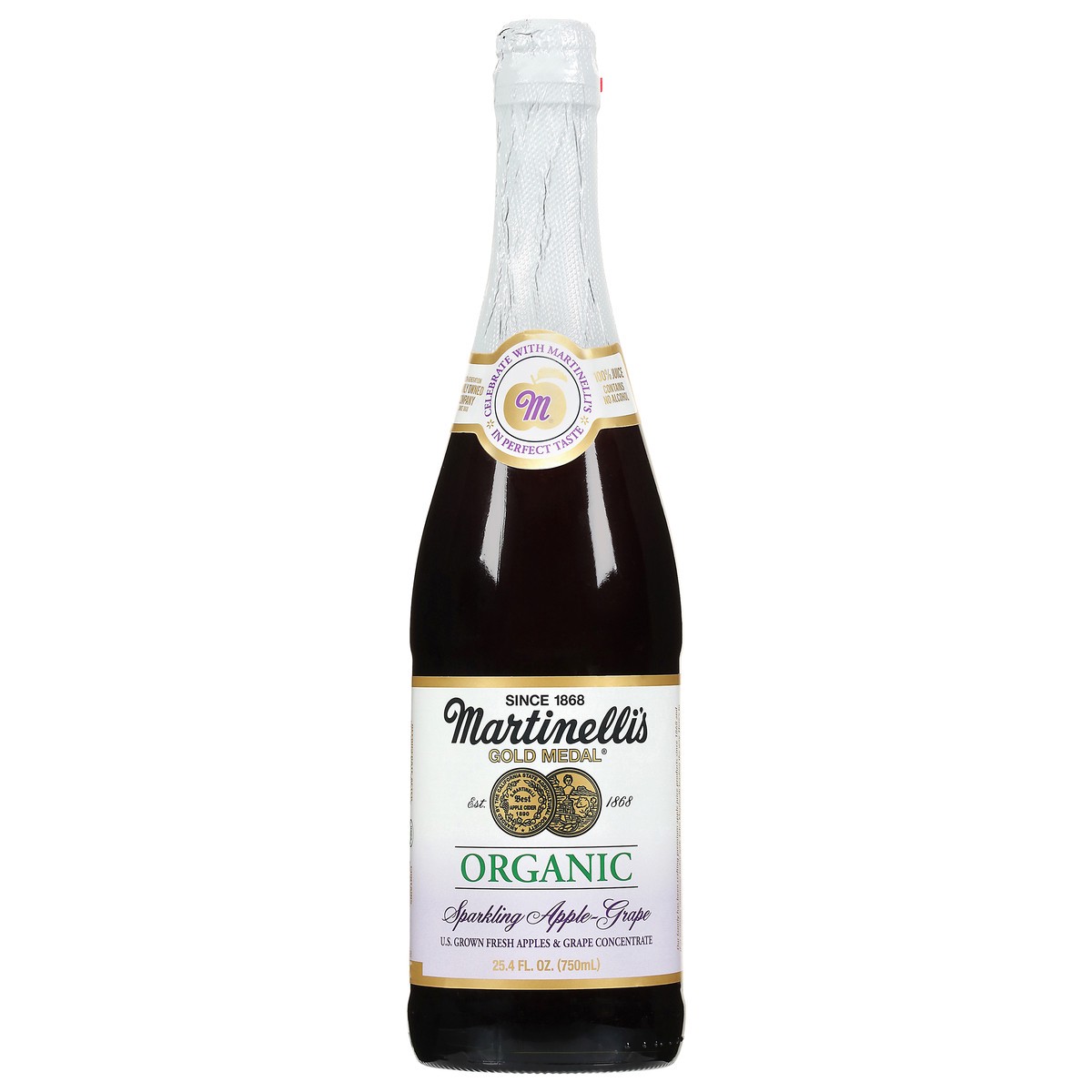slide 1 of 4, Martinelli's Gold Medal Organic Sparkling Apple-Grape Juice 25.4 fl oz, 25.4 fl oz