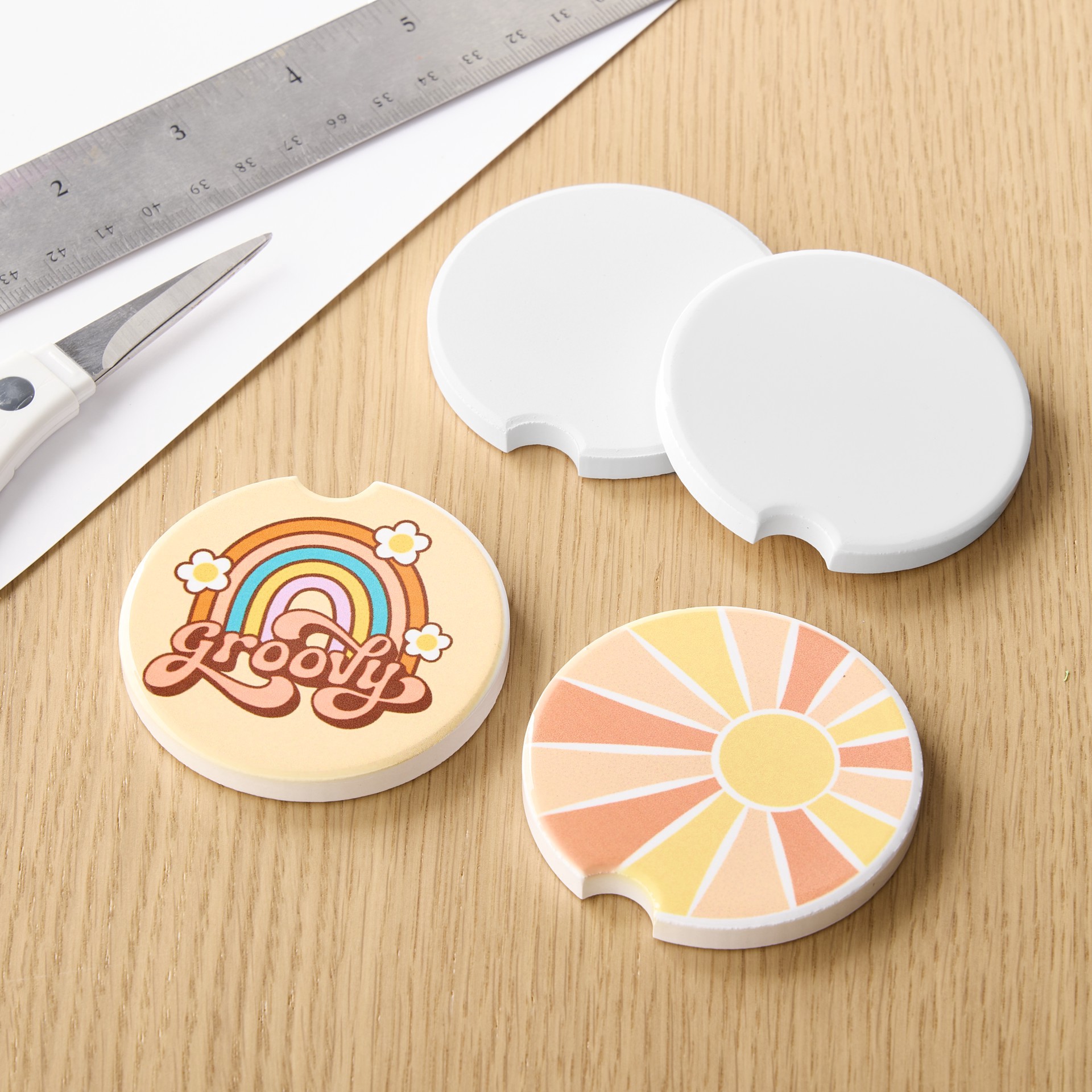 slide 2 of 3, Ceramic Sublimation Car Coasters, 4ct. By Make Market, 4 ct