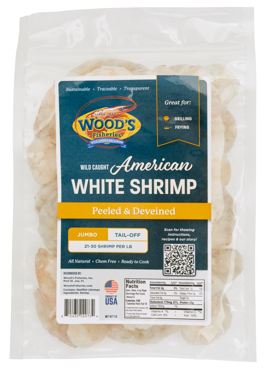 slide 1 of 1, Woods Fisheries 21/30 Shrimp, 16 oz