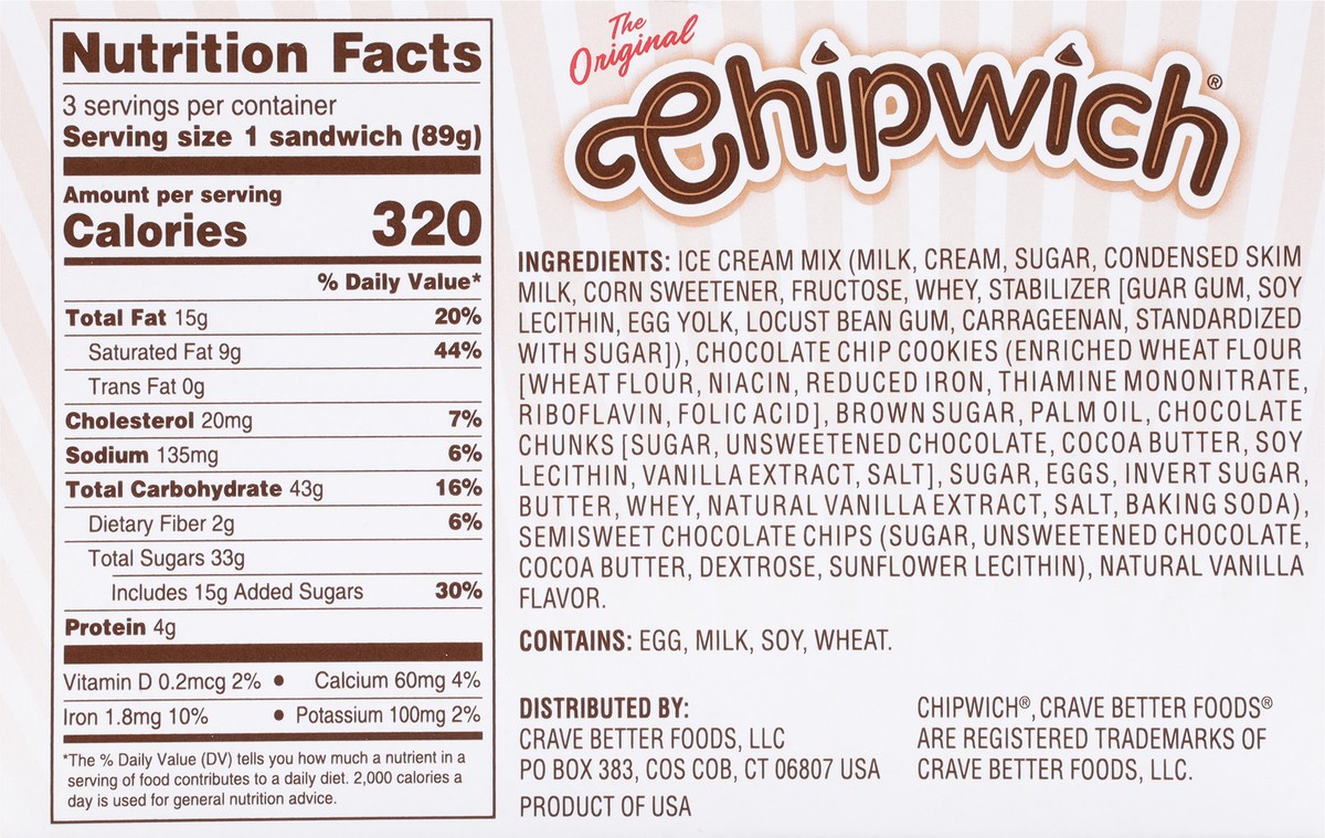 slide 8 of 9, The Original Chipwich Vanilla Ice Cream Sandwich, 12.75 fl oz