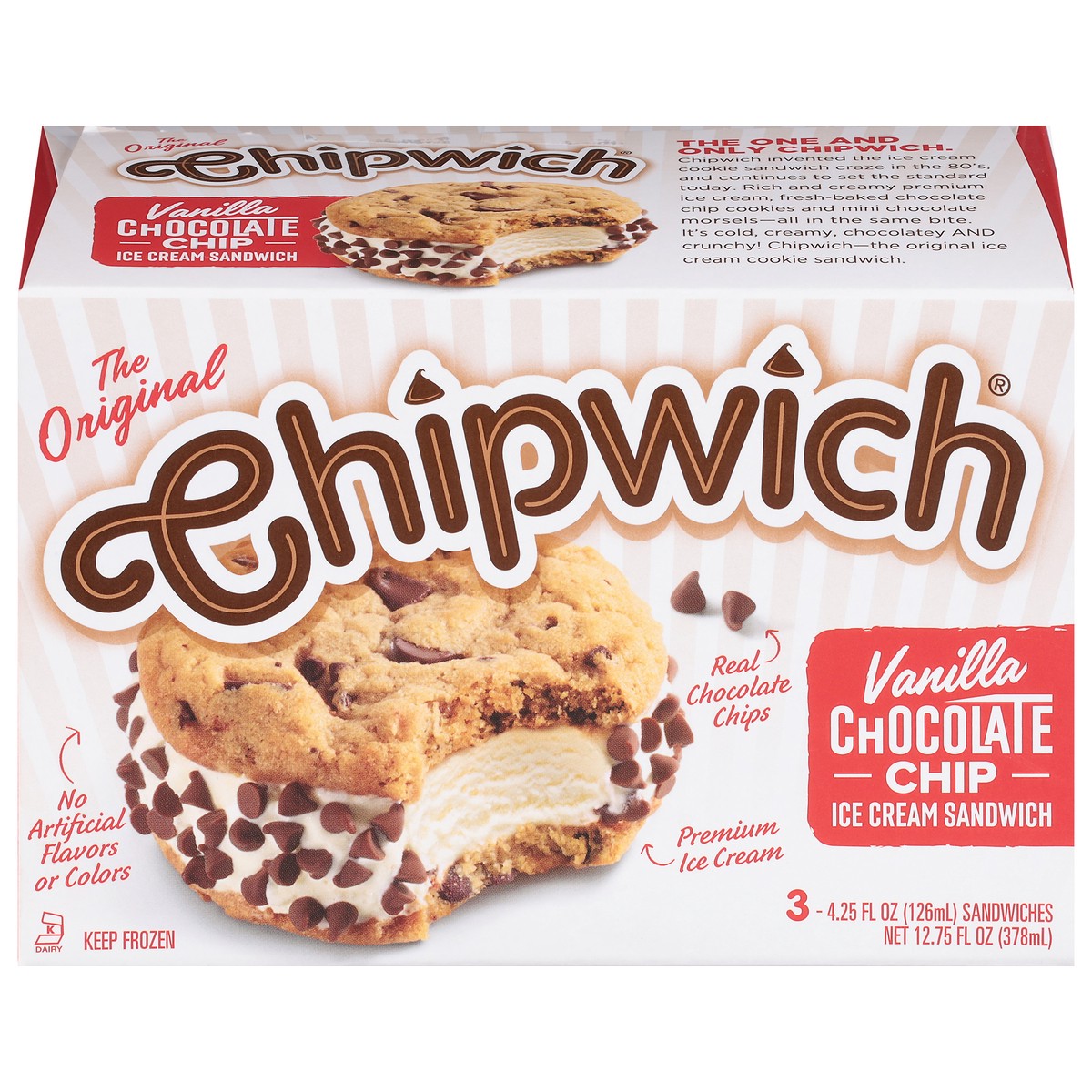 slide 1 of 9, The Original Chipwich Vanilla Ice Cream Sandwich, 12.75 fl oz