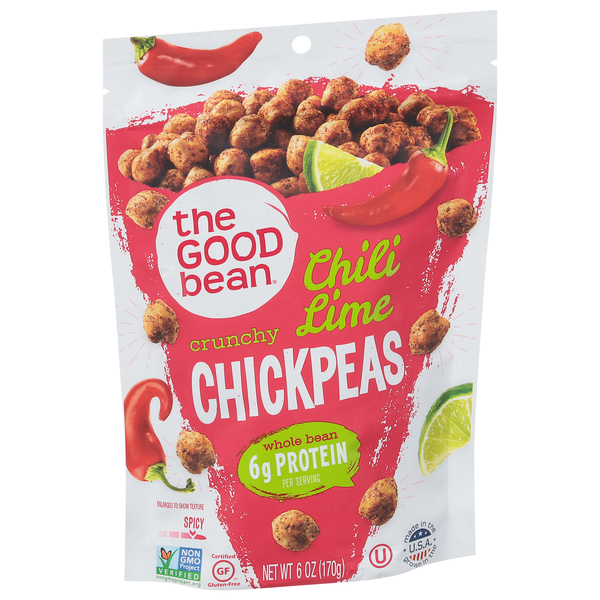 slide 1 of 1, The Good Bean Chickpea Snk Smkd Chili Lime, 6 oz