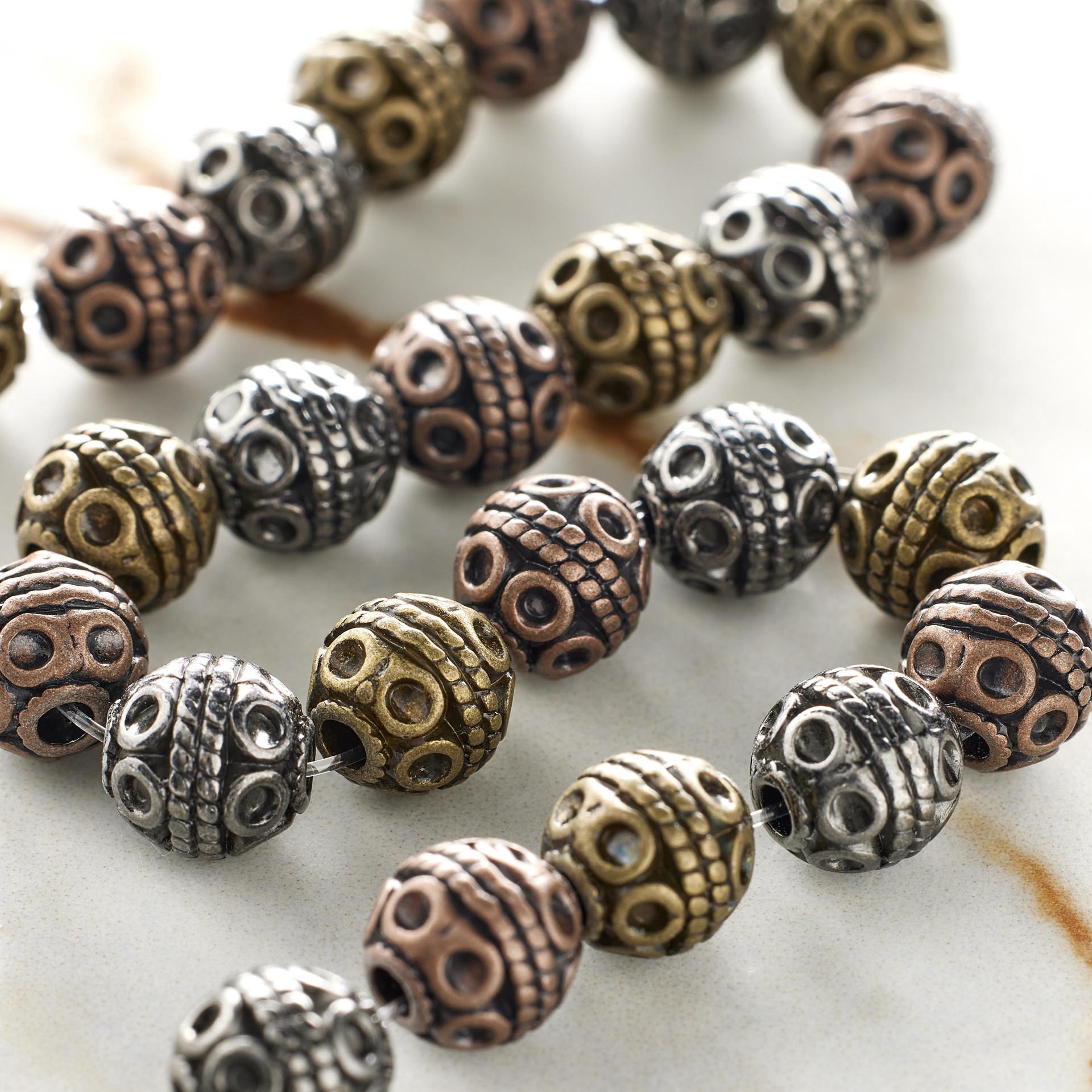 slide 2 of 3, Multicolor Metal Round Beads, 8mm By Bead Landing, 8mm