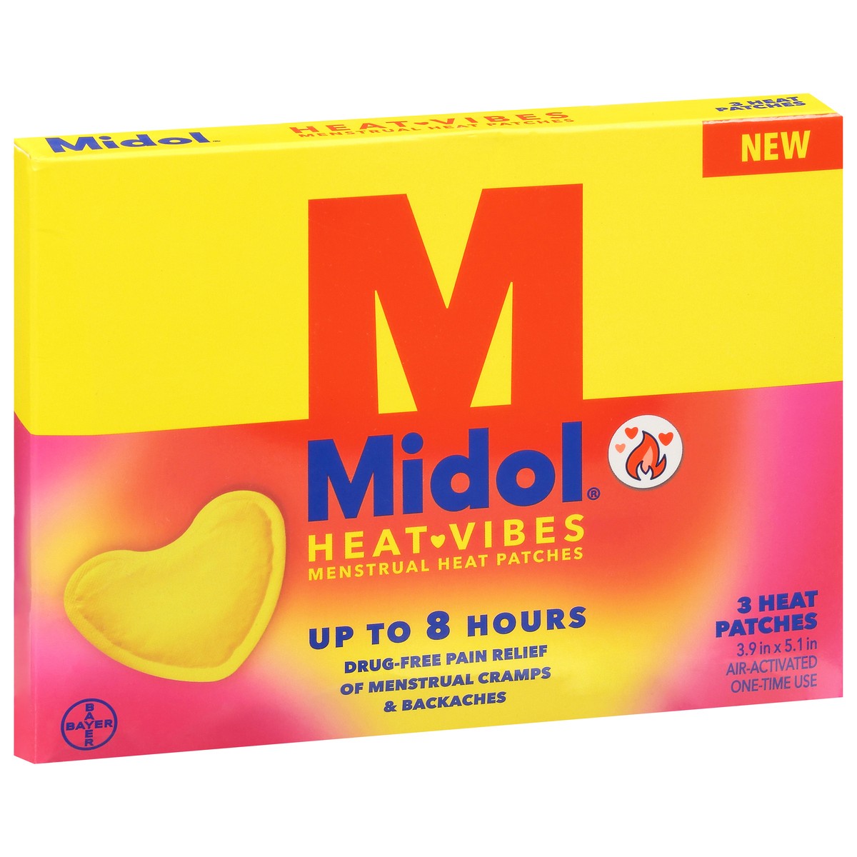 slide 2 of 9, Midol Heat-Vibes Menstrual Heat Patches 3 ea, 3 ct