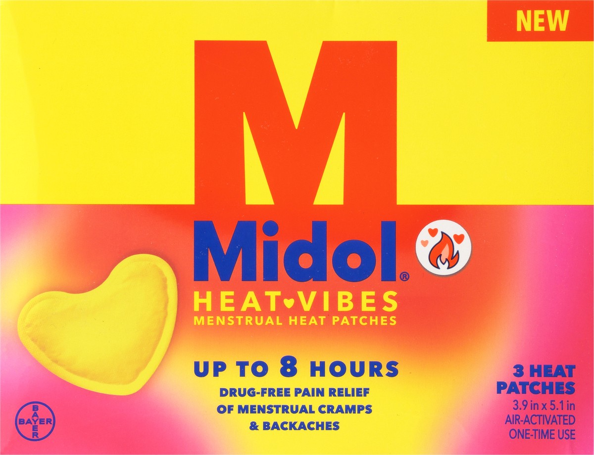 slide 6 of 9, Midol Heat-Vibes Menstrual Heat Patches 3 ea, 3 ct