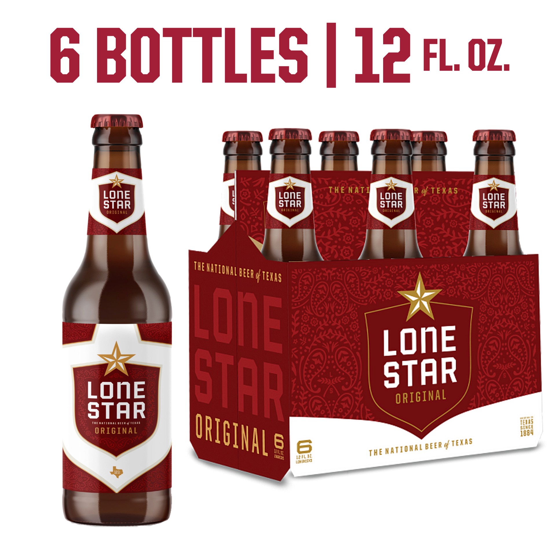 slide 3 of 8, Lone Star Beer, 6 Pack, 12 fl oz Bottles, 6 ct; 12 oz