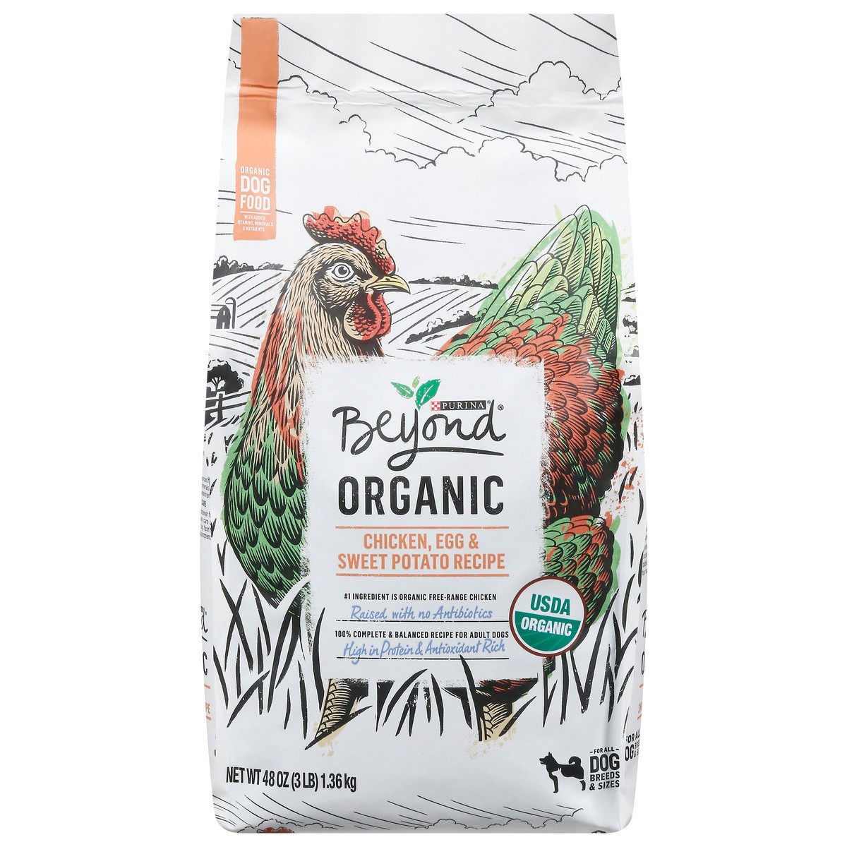slide 1 of 9, Beyond Organic Chicken, Egg & Sweet Potato Recipe Dog Food 48 oz, 48 oz