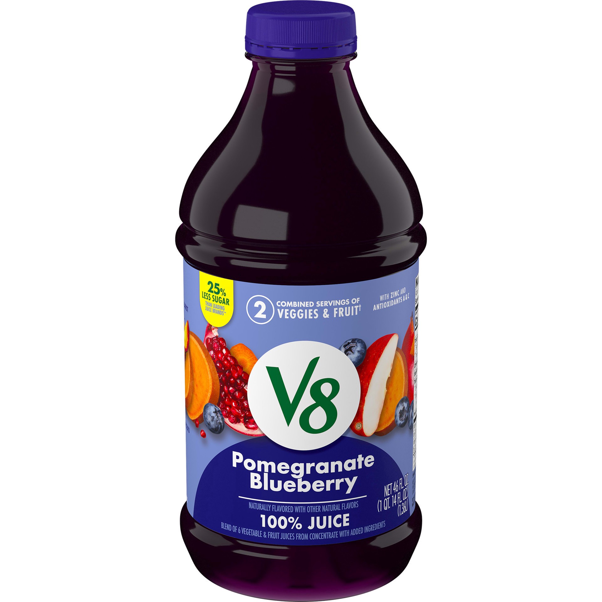 slide 1 of 7, V8 Blends 100% Juice Pomegranate Blueberry Juice, 46 fl oz Bottle, 