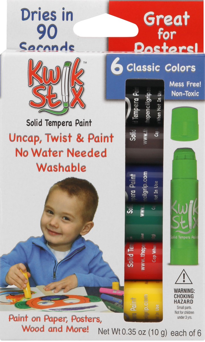 slide 2 of 11, Kwik Stix Classic Colors Solid Tempera Washable Paint 6 ea, 6 ct