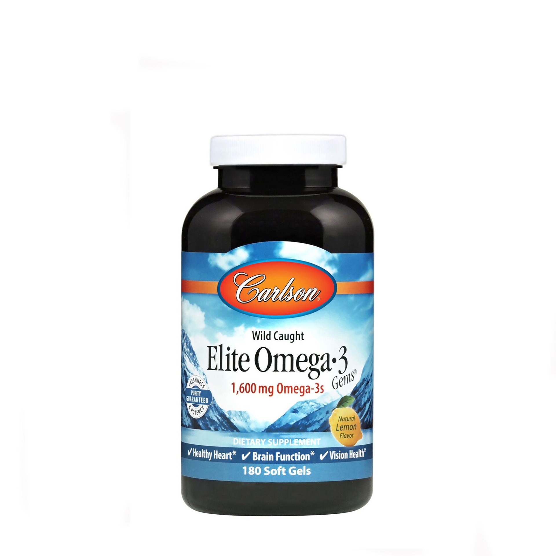 slide 1 of 1, Carlson Elite Omega-3 Gems 800 mg - Natural Lemon Flavor, 180 ct