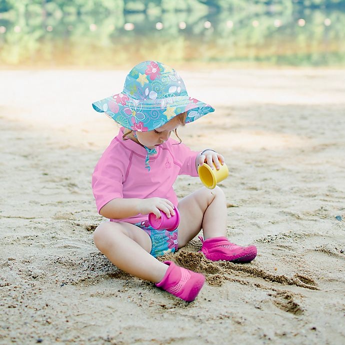 slide 2 of 4, Green Sprouts i play. Toddler Shellflower Brim Sun Hat - Aqua, 1 ct