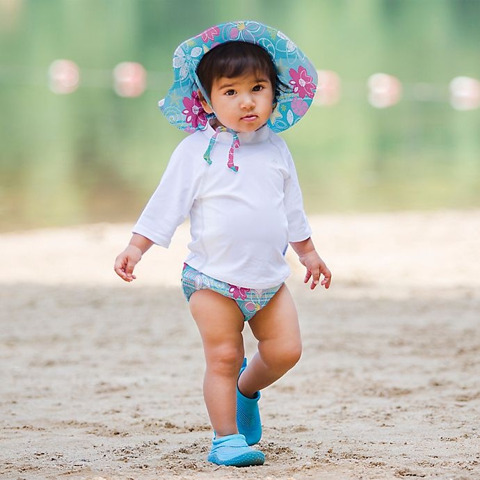 slide 3 of 4, Green Sprouts i play. Toddler Shellflower Brim Sun Hat - Aqua, 1 ct