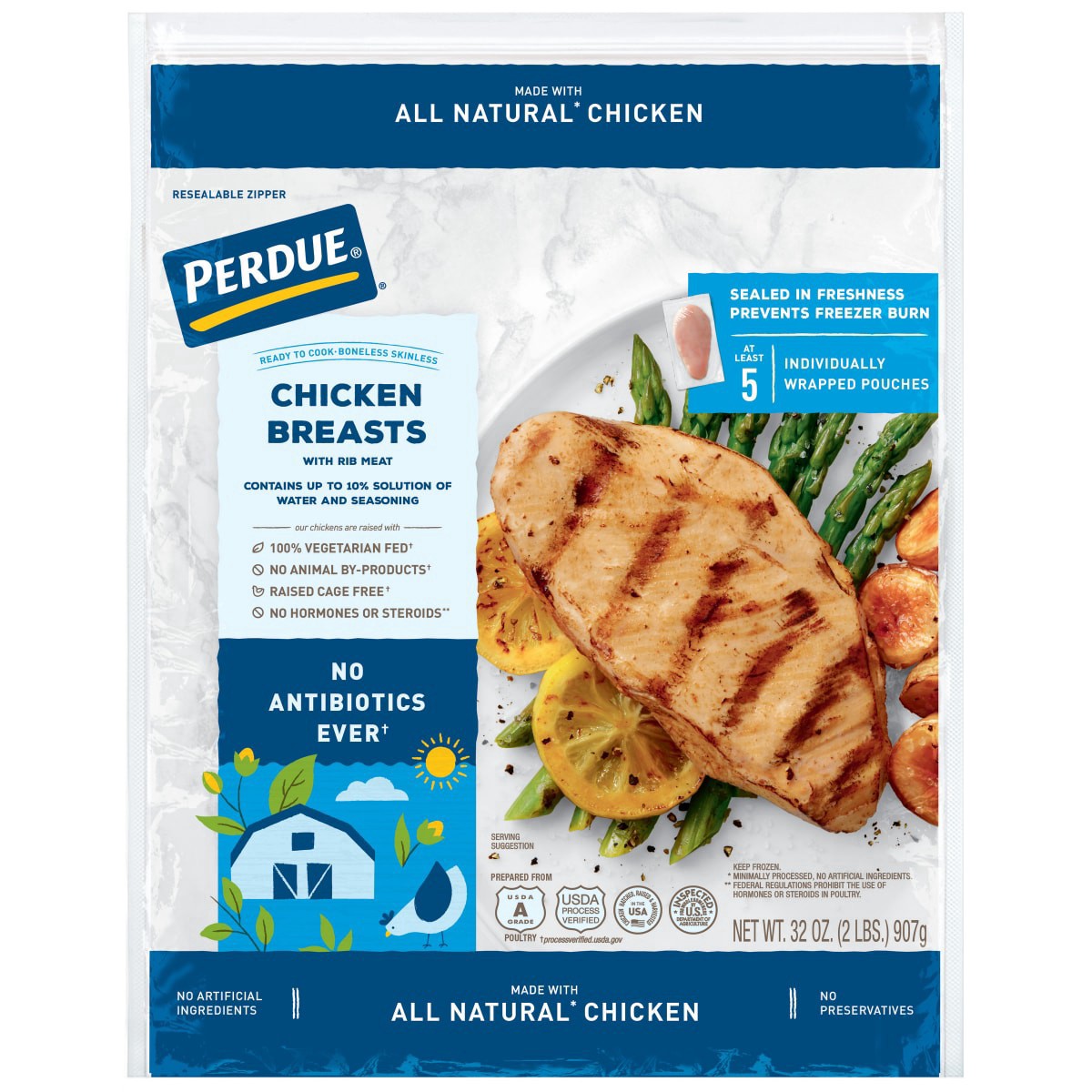 slide 1 of 5, PERDUE Boneless Skinless Chicken Breasts Individually Wrapped , 2 lb