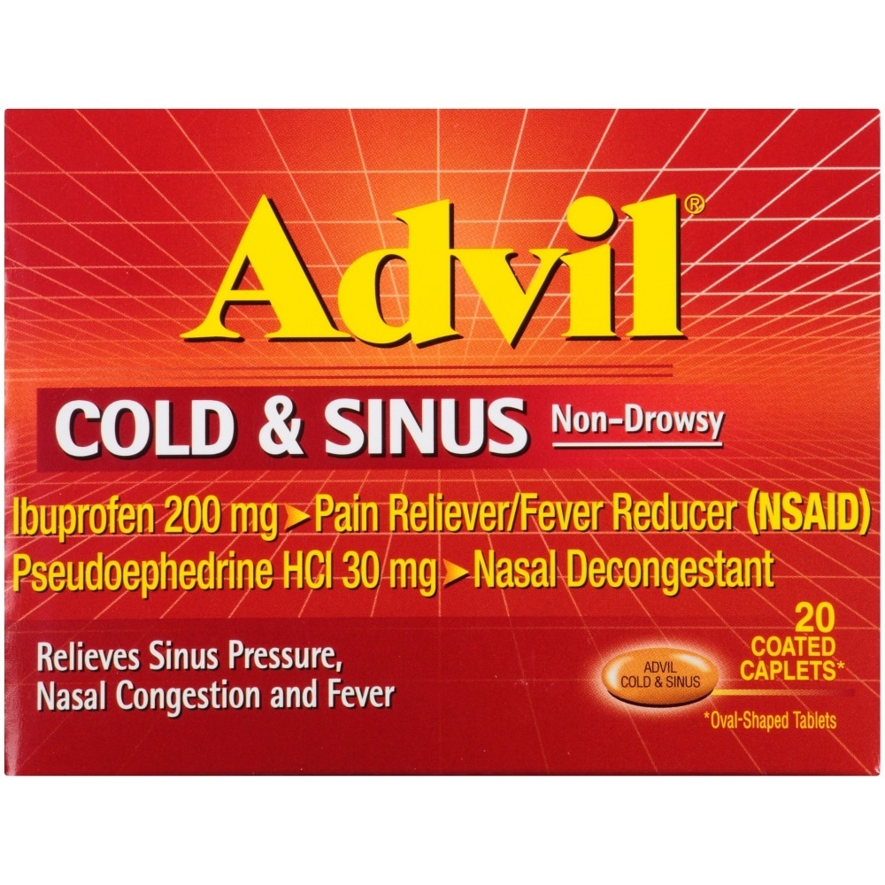 slide 1 of 2, Advil Cold & Sinus NonDrowsy Coated Caplets, 20 ct