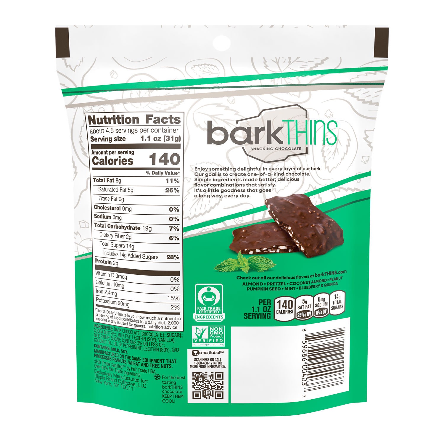 slide 4 of 4, barkTHINS Dark Chocolate Mint Snacking Chocolate 4.7 oz, 4.7 oz