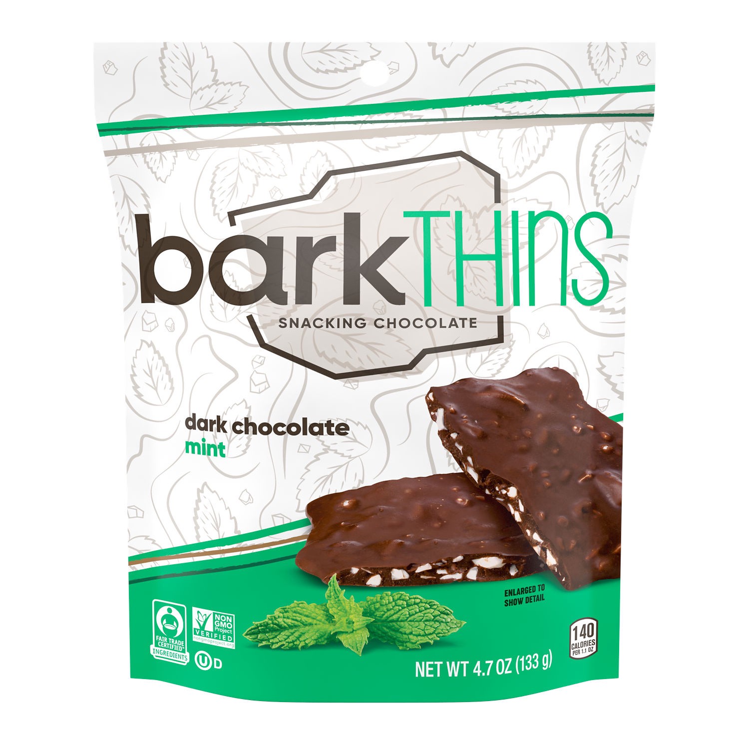 slide 1 of 4, barkTHINS Dark Chocolate Mint, Fair Trade and Non GMO Snacking Chocolate Bag, 4.7 oz, 4.7 oz