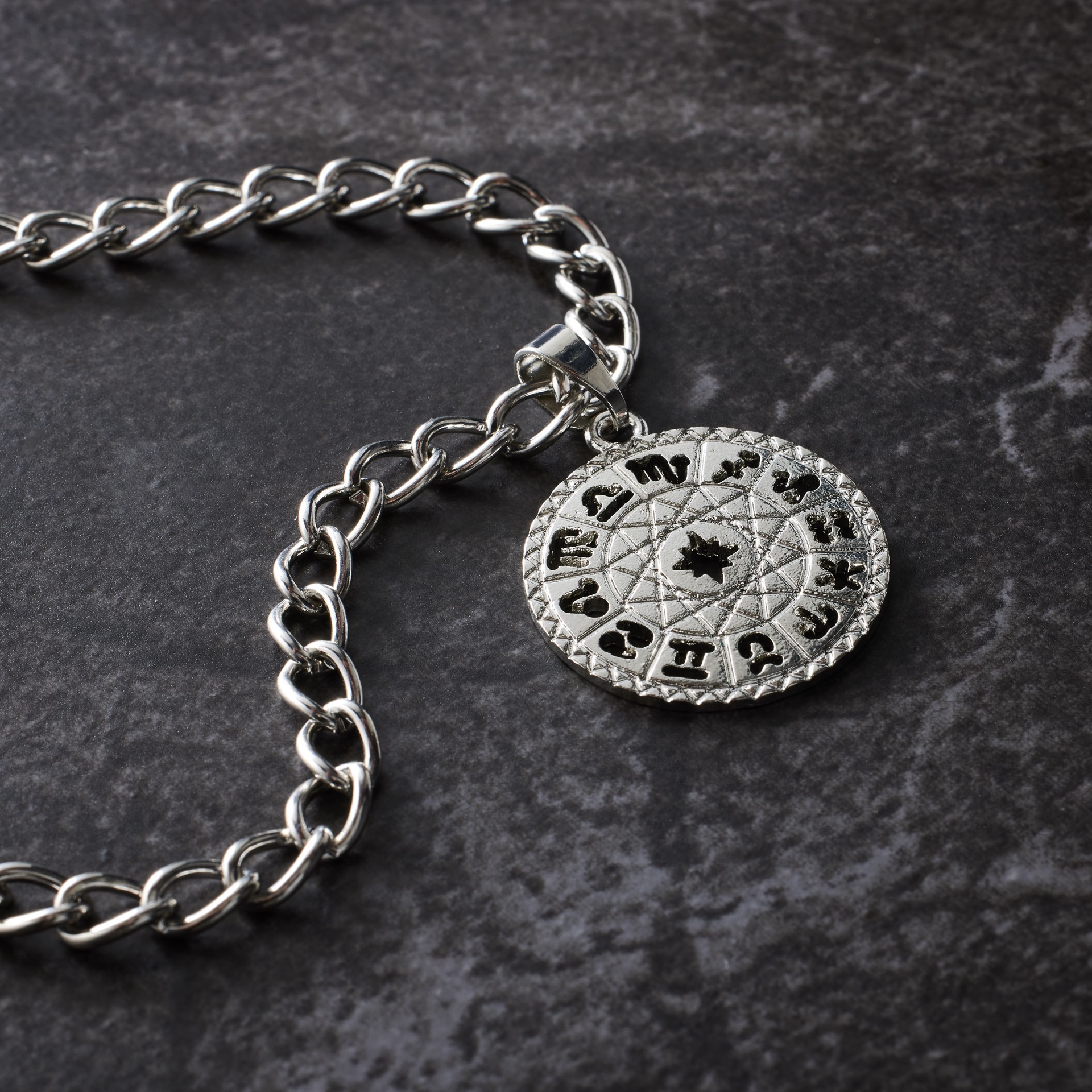 slide 2 of 3, Rhodium Round Zodiac Pendant By Bead Landing, 26 mm