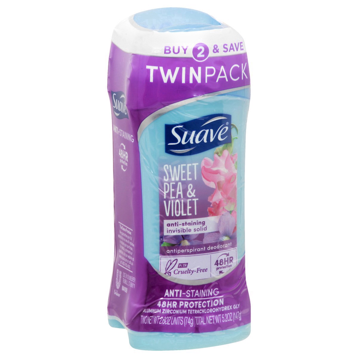 slide 28 of 39, Suave Deodorant Antiperspirant Deodorant Stick Sweet Pea Violet, 2.6 oz, 2 Count, 2.6 oz