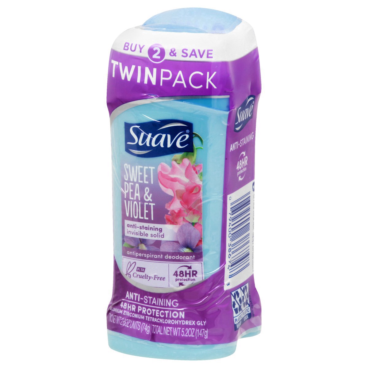 slide 7 of 39, Suave Deodorant Antiperspirant Deodorant Stick Sweet Pea Violet, 2.6 oz, 2 Count, 2.6 oz